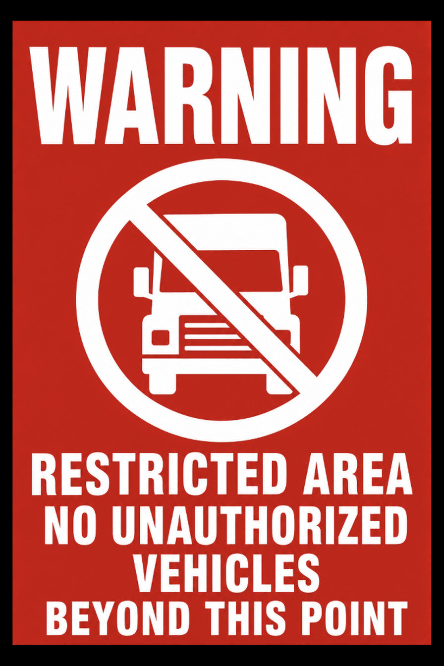 Warning Restricted Area No Unauthorized Vehicles 4x6 vinyl sticker