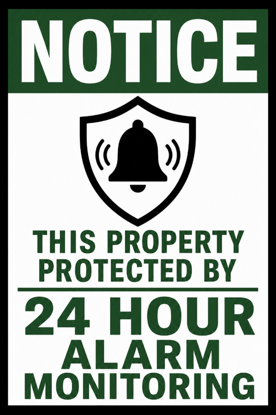 Notice Property Protected By 24 Hour Alarm Monitoring 4x6 vinyl sticker