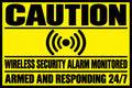 Caution Wireless Security Alarm Monitored 4x6 vinyl sticker