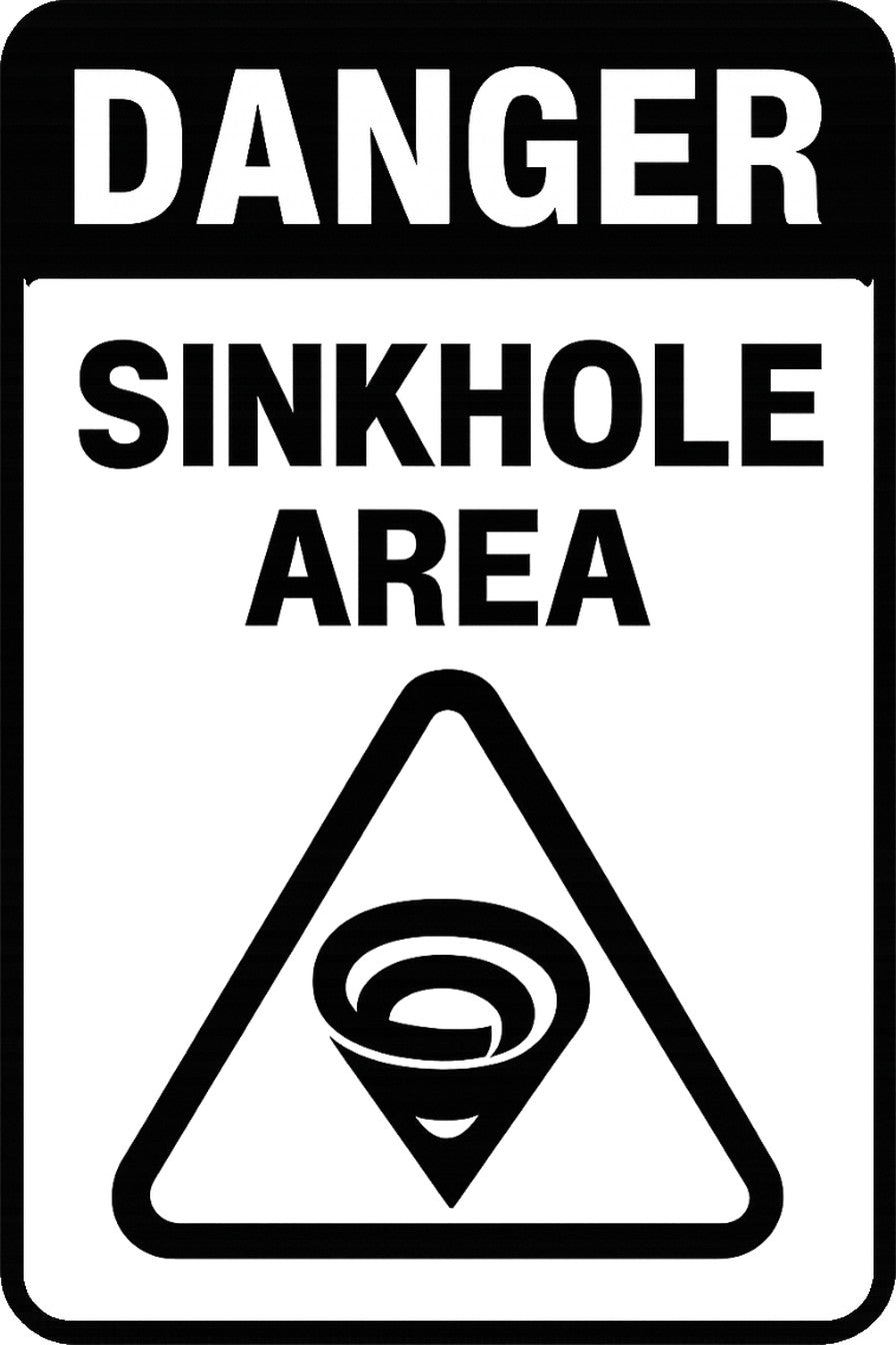 Danger Sinkhole Area 4x6 vinyl sticker