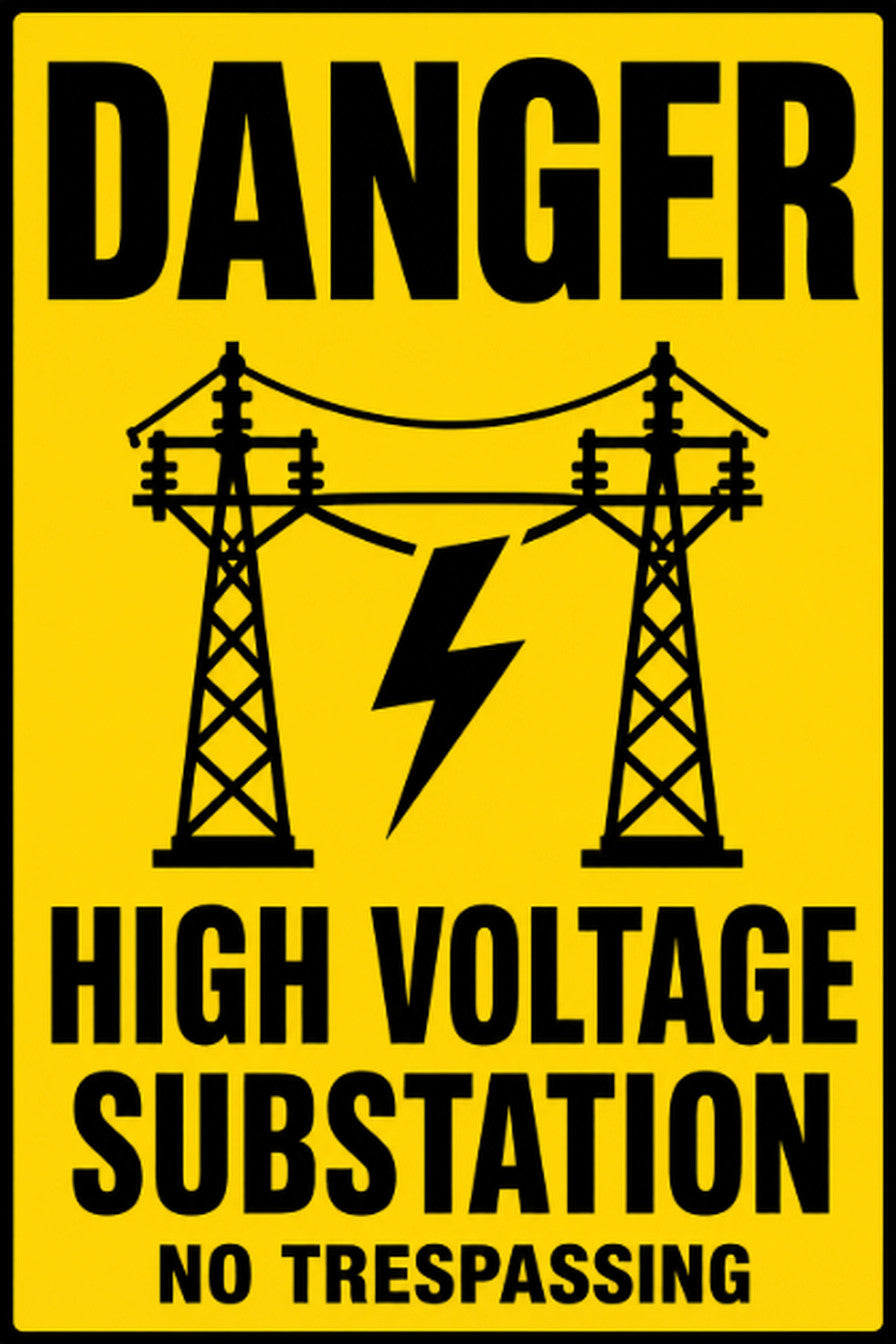 Danger High Voltage Substation 4x6 vinyl sticker