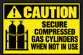 Caution Secure Compressed Gas Cylinders When Not In Use 4x6 vinyl sticker