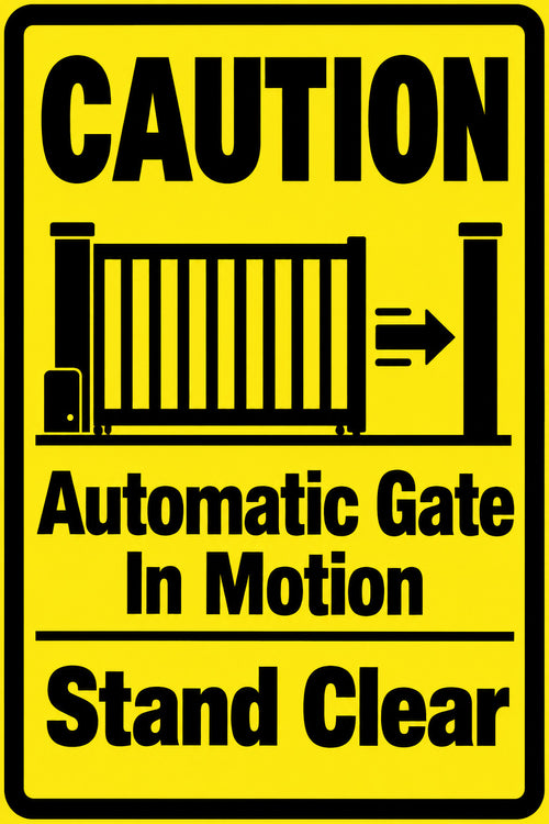 Caution Automatic Gate In Motion Stand Clear 4x6 vinyl sticker