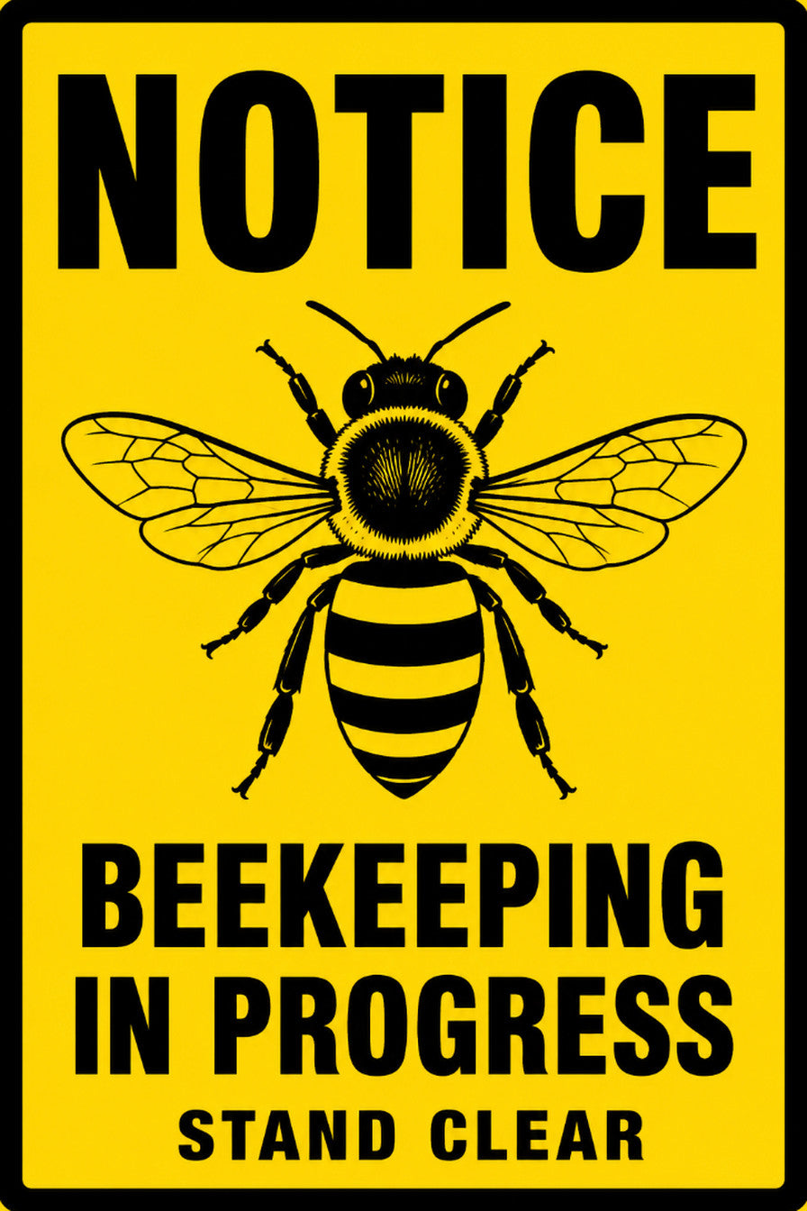 Notice Beekeeping in Progress Stand Clear 4x6 vinyl sticker