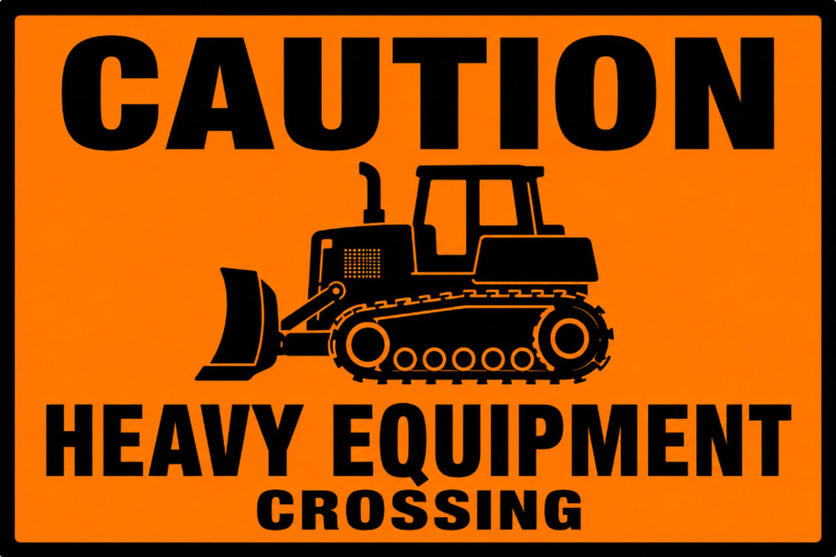 Caution Heavy Equipment Crossing 4x6 vinyl sticker