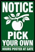 Notice Pick Your Own Orchard Hours Posted 4x6 vinyl sticker