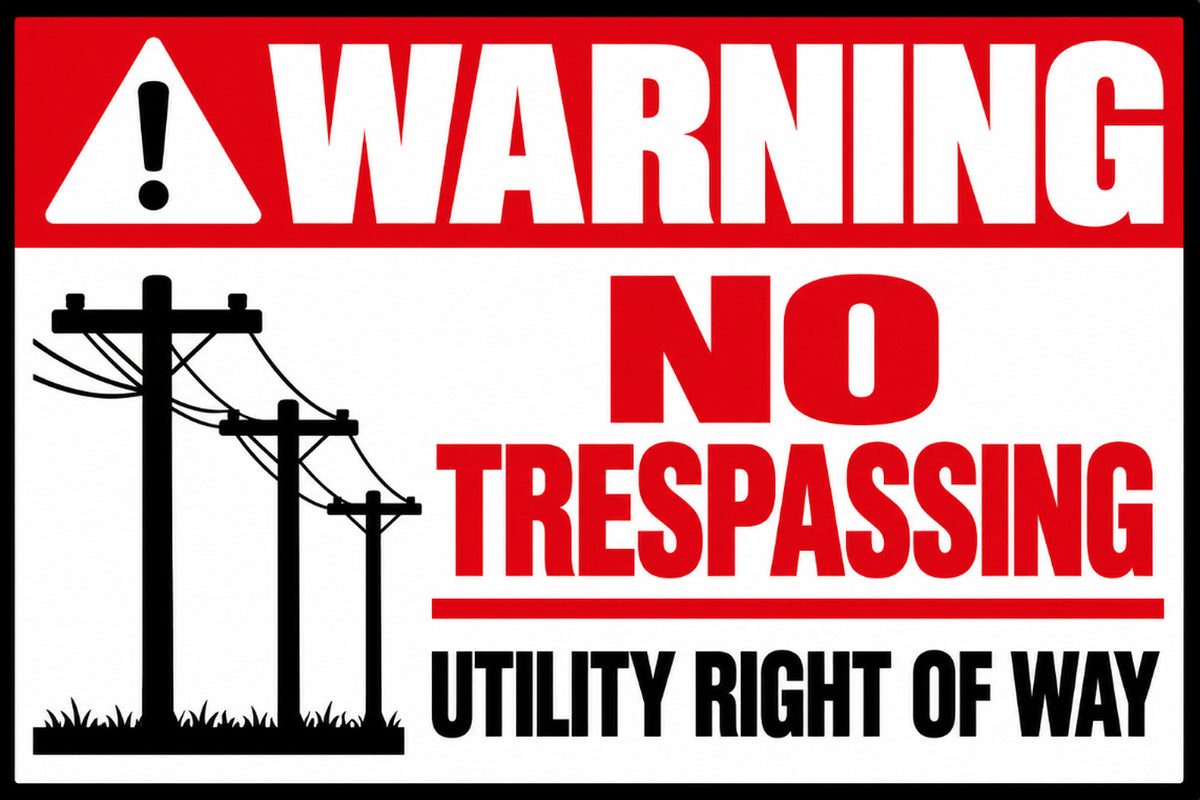 Warning No Trespassing Utility Right of Way 4x6 vinyl sticker