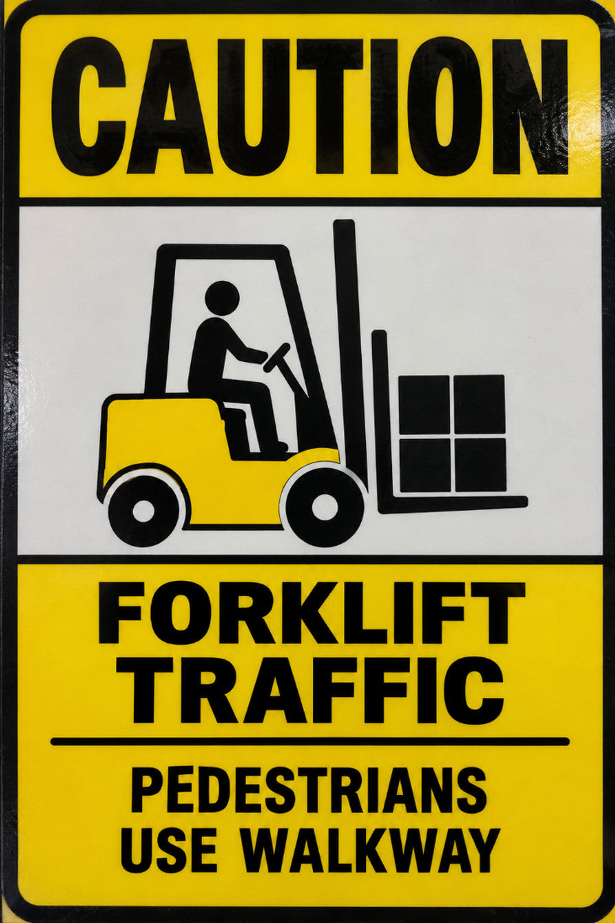 Caution Forklift Traffic Pedestrians 4x6 vinyl sticker