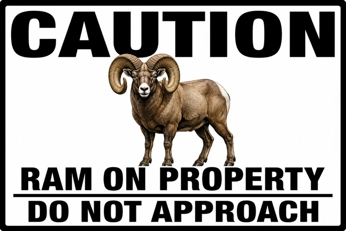 Caution Ram On Property Do Not Approach 4x6 vinyl sticker