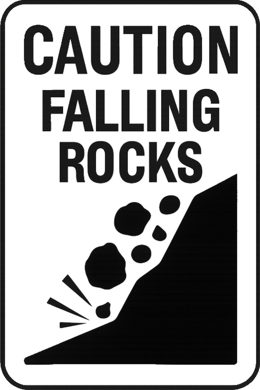 Caution Falling Rocks 4x6 vinyl sticker