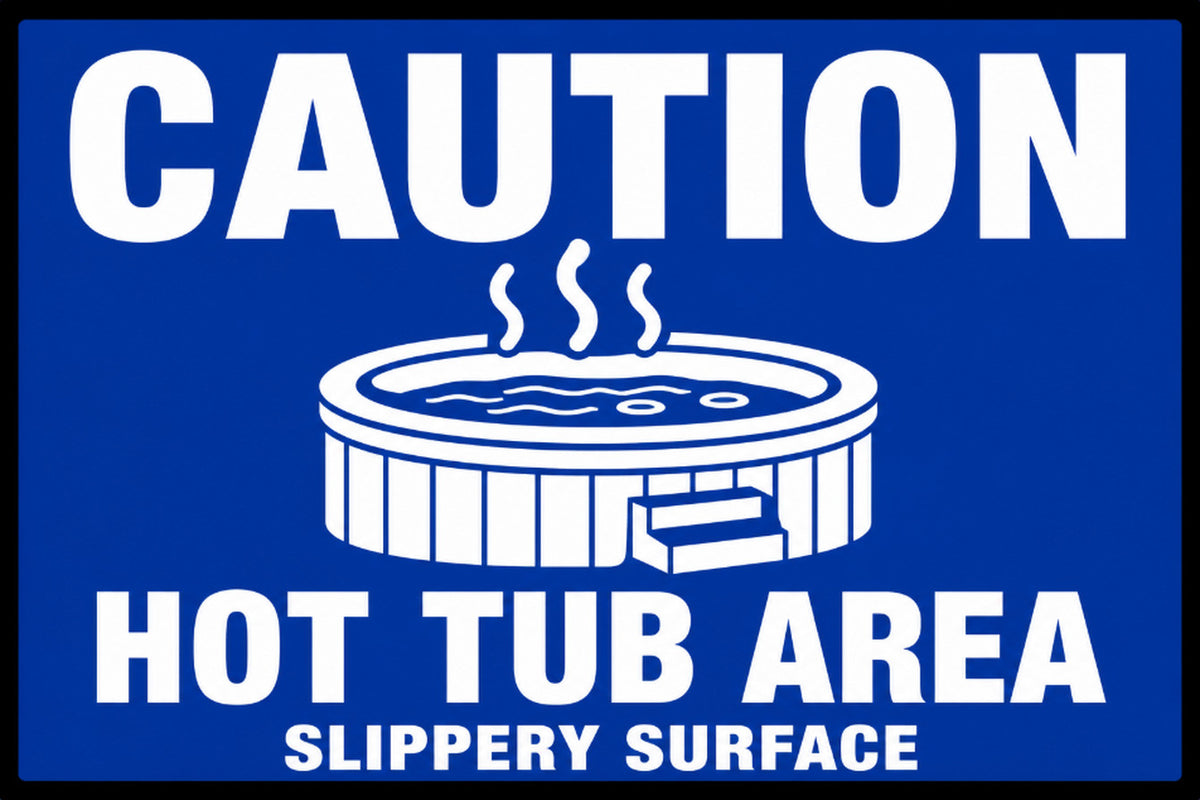 Caution Hot Tub Area Slippery Surface 4x6 vinyl sticker