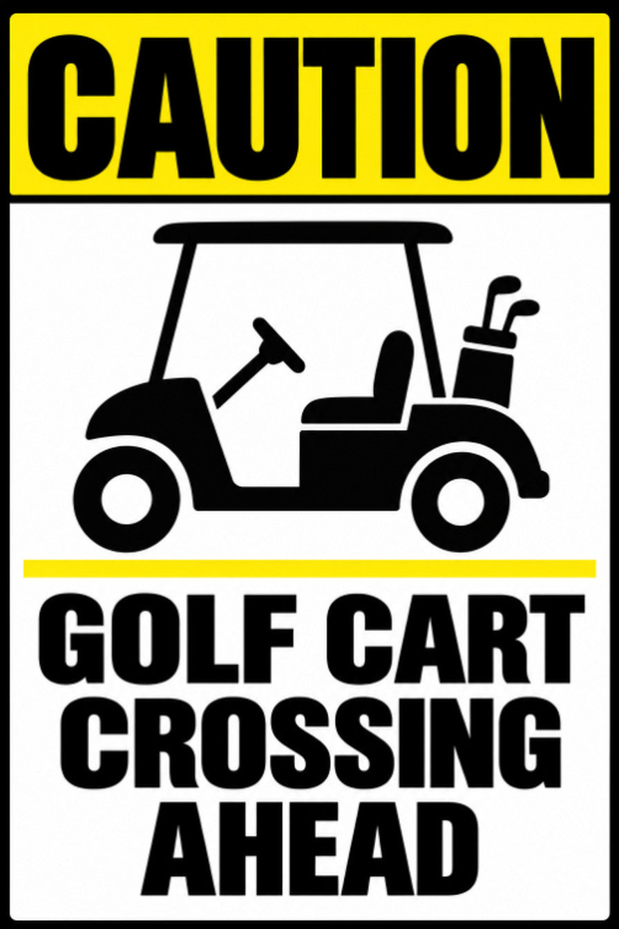Caution Golf Cart Crossing Ahead 4x6 vinyl sticker
