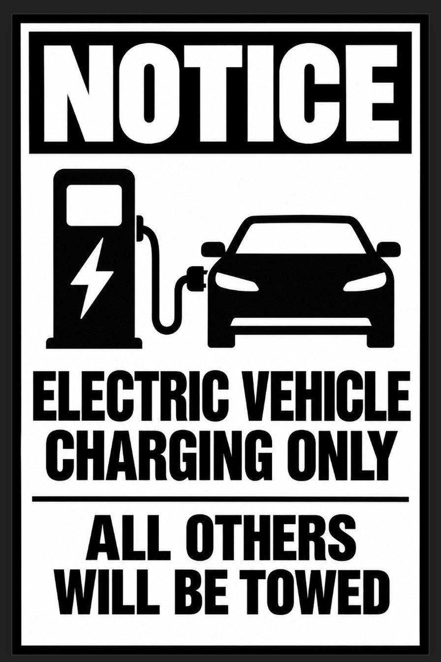Notice Electric Vehicle Charging Only Others Towed 4x6 vinyl sticker