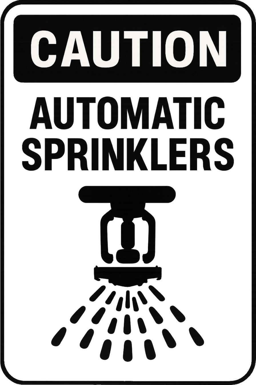 Caution Automatic Sprinklers 4x6 vinyl sticker