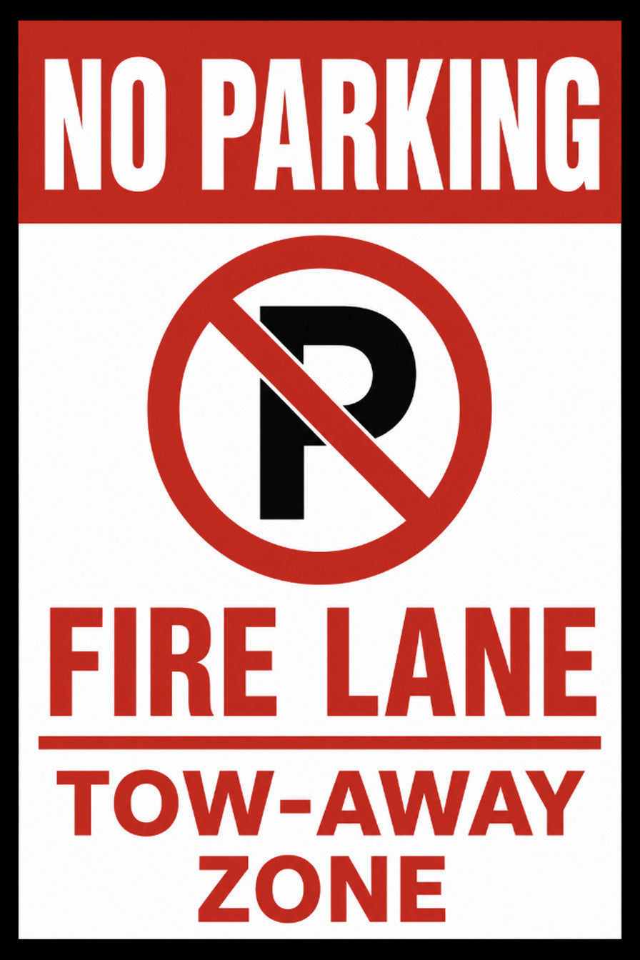 No Parking Fire Lane Tow-Away Zone 4x6 vinyl sticker