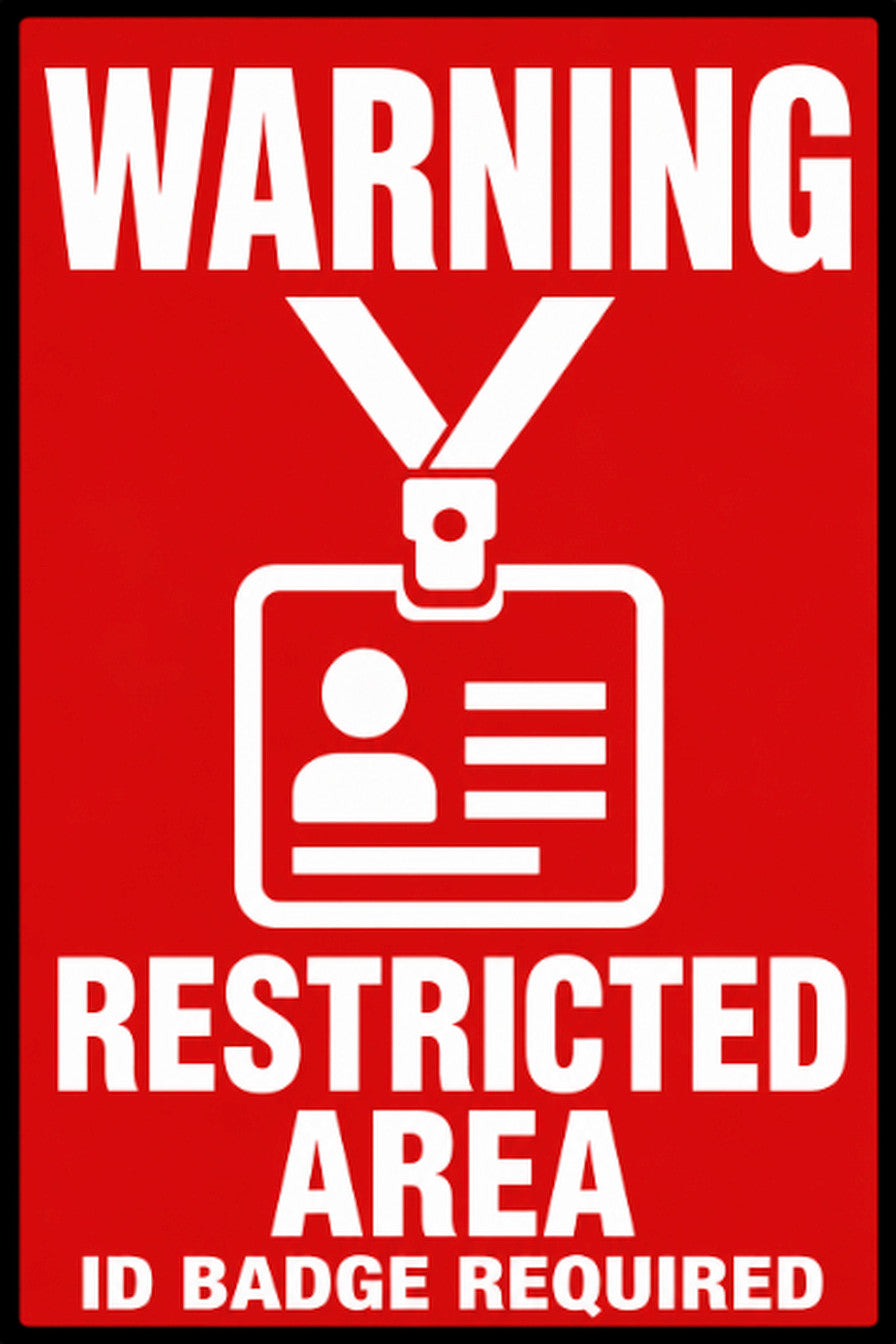 Warning Restricted Area ID Badge Required 4x6 vinyl sticker