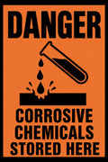 Danger Corrosive Chemicals Stored Here 4x6 vinyl sticker