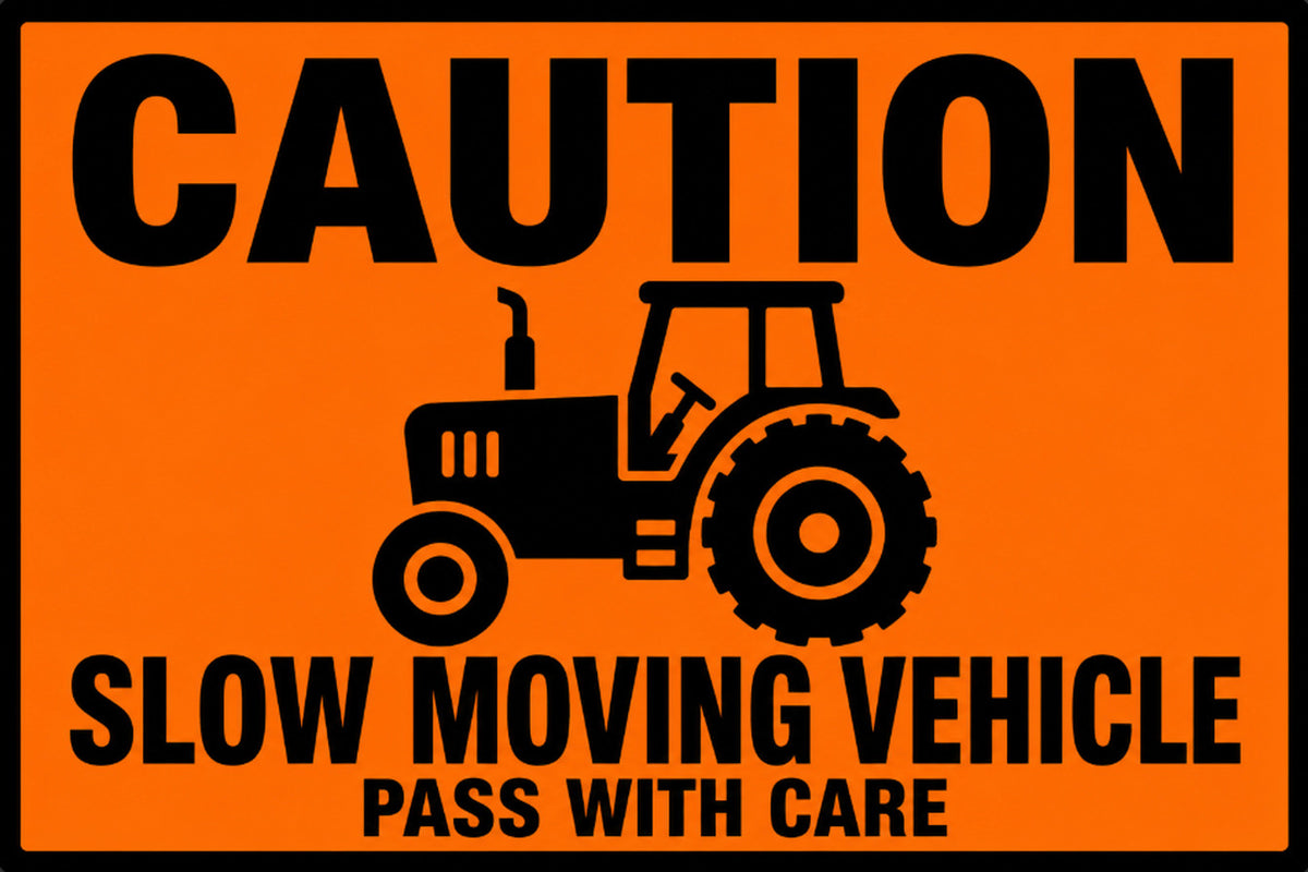 Caution Slow Moving Vehicle Pass With Care 4x6 vinyl sticker