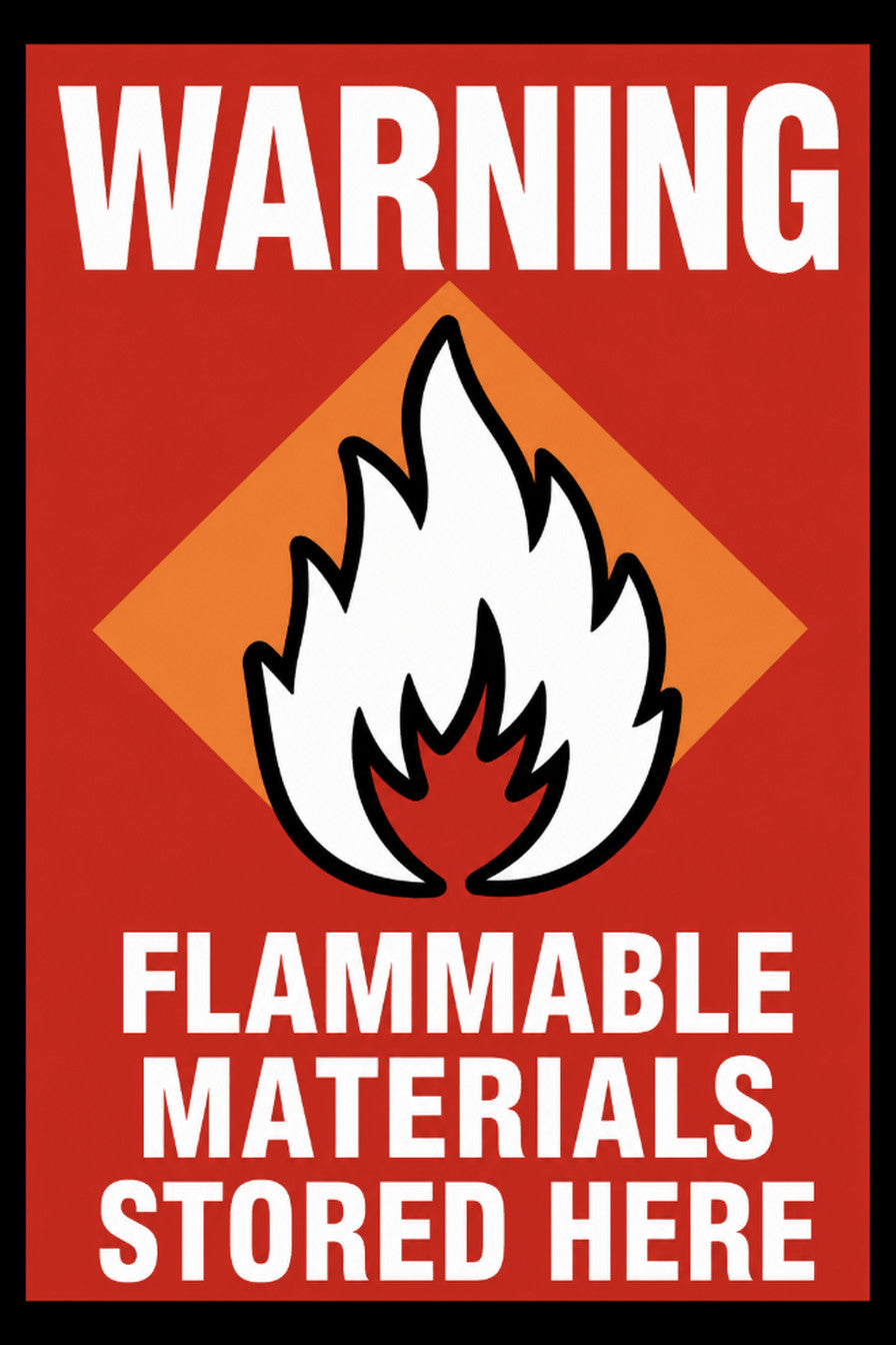 Warning Flammable Materials Stored Here 4x6 vinyl sticker