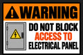 Warning Electrical Panel Do Not Block Access 4x6 vinyl sticker