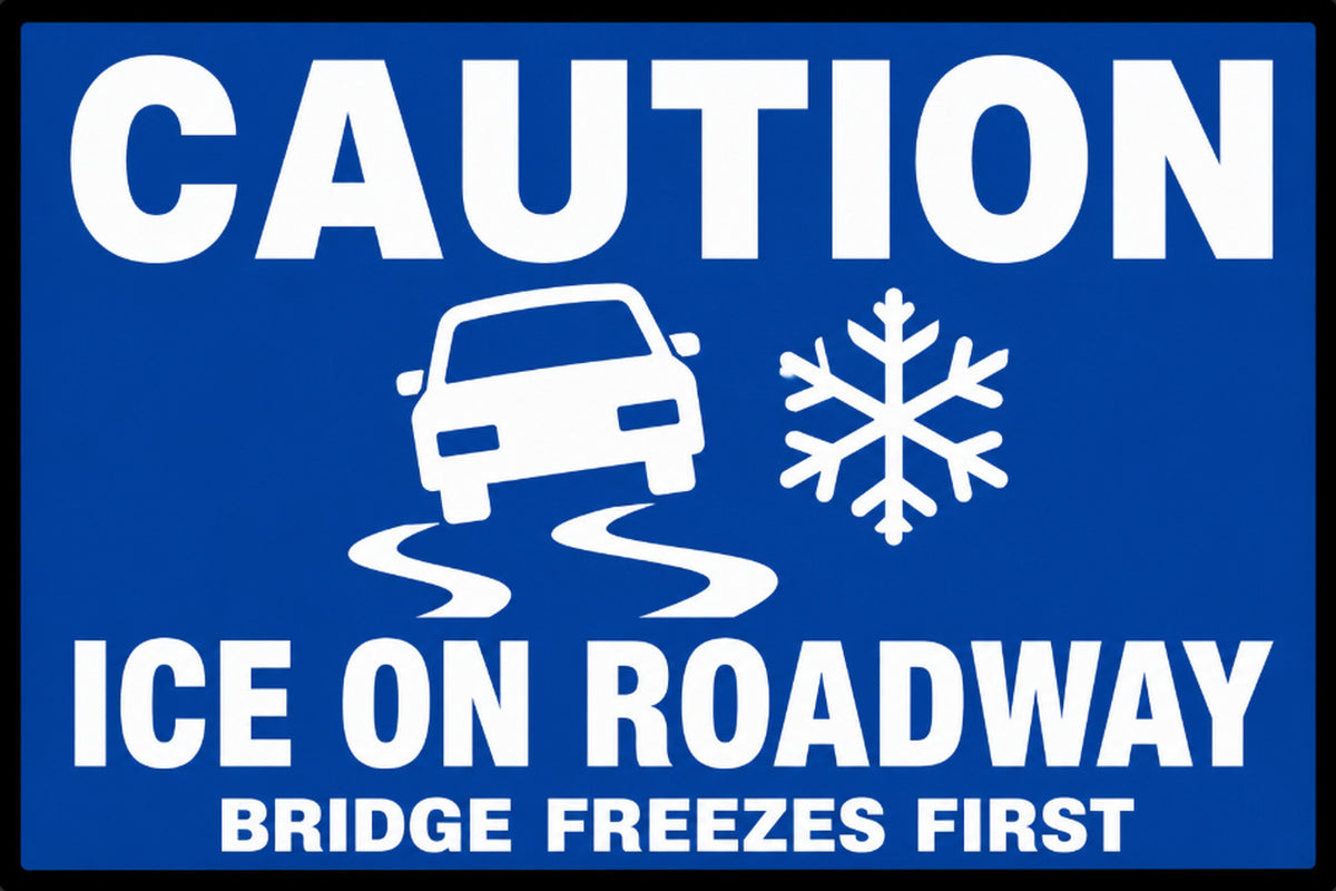 Caution Ice On Roadway Bridge Freezes First 4x6 vinyl sticker