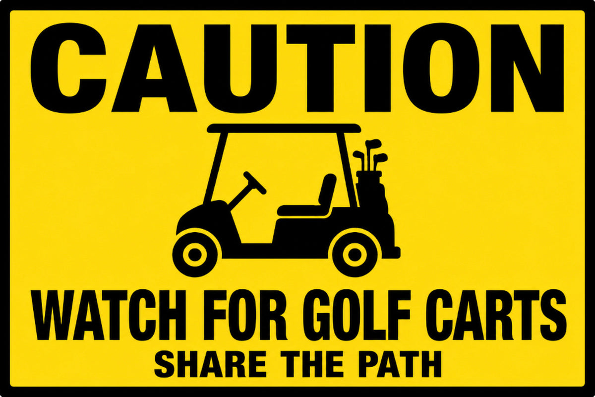 Caution Watch For Golf Carts 4x6 vinyl sticker