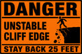 Danger Unstable Cliff Edge Stay Back 25 Feet 4x6 vinyl sticker