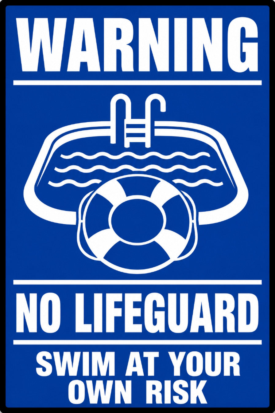Warning No Lifeguard Swim At Your Own Risk 4x6 vinyl sticker