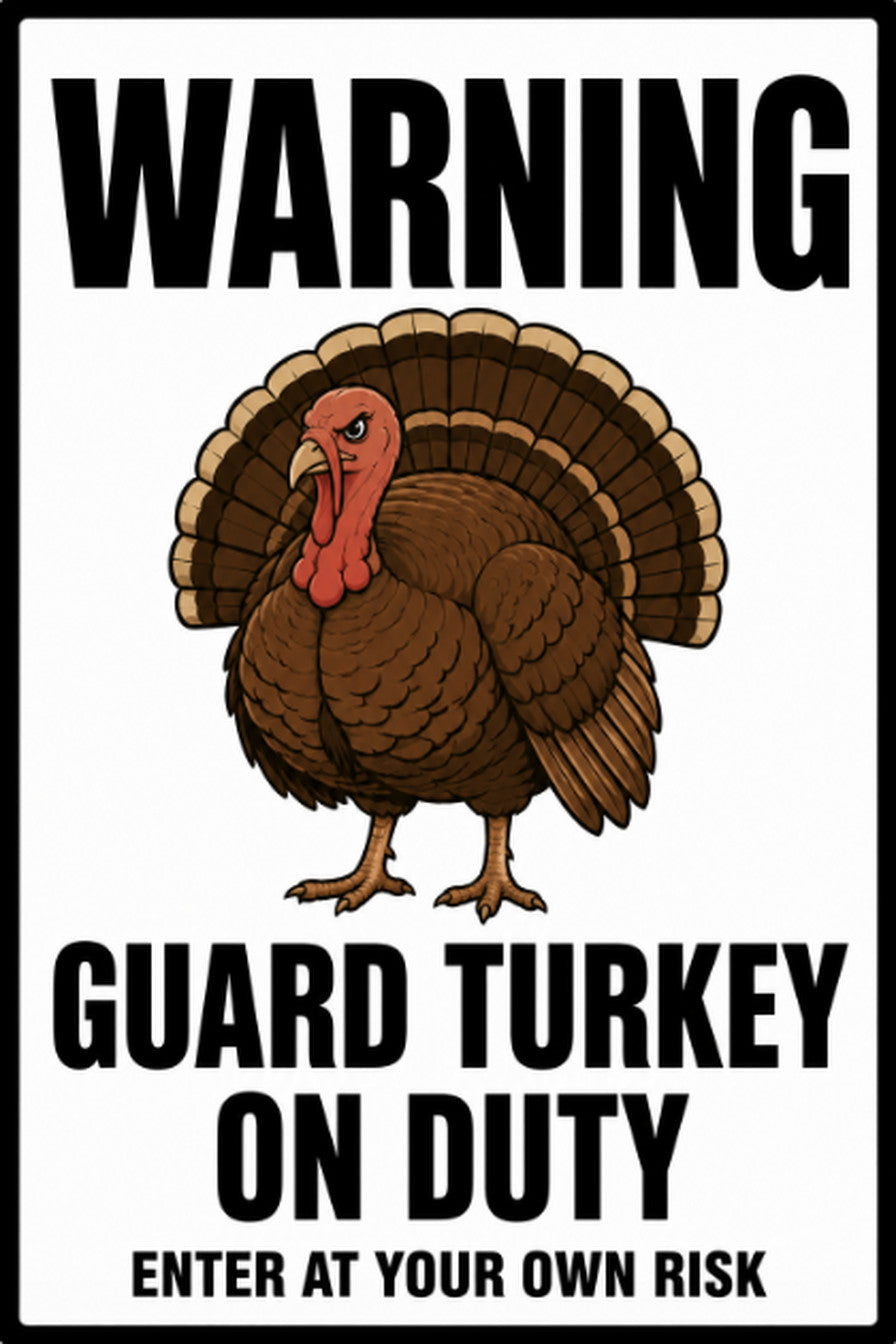 Warning Guard Turkey On Duty Enter At Your Own Risk 4x6 vinyl sticker