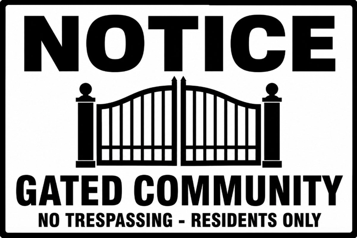 Notice Gated Community No Trespassing 4x6 vinyl sticker