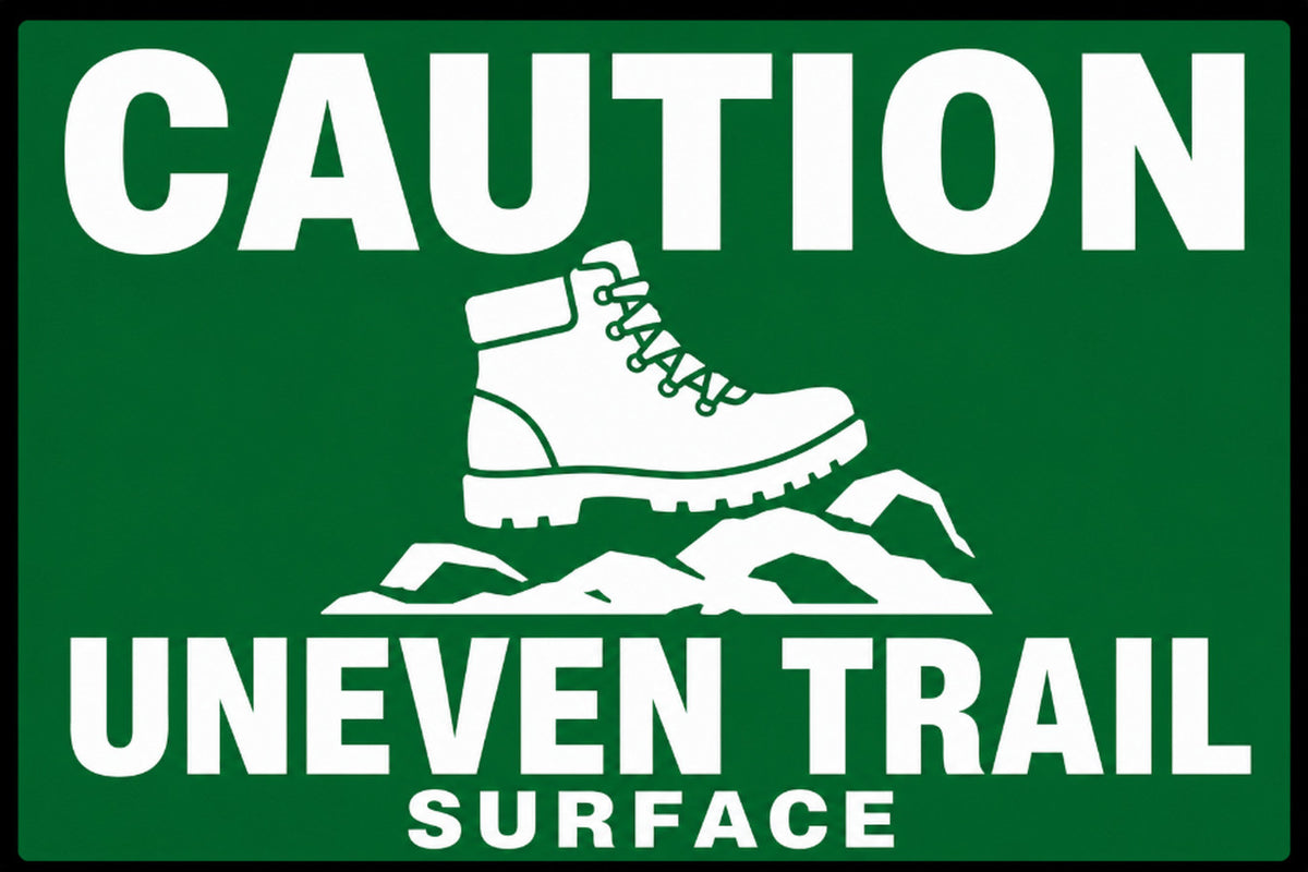 Caution Uneven Trail Surface 4x6 vinyl sticker