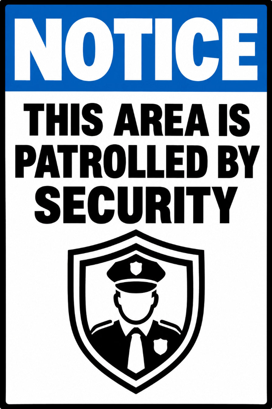 Notice This Area Is Patrolled By Security 4x6 vinyl sticker