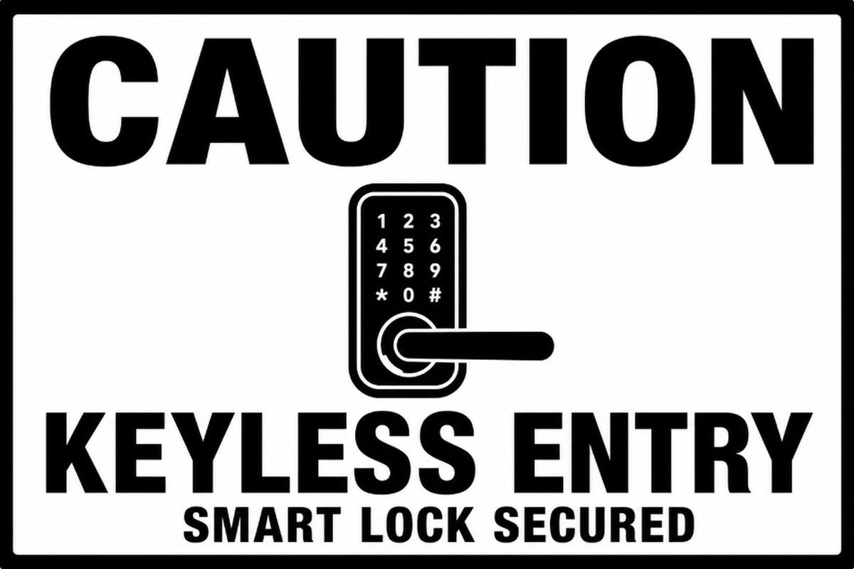 Caution Smart Lock Keyless Entry 4x6 vinyl sticker