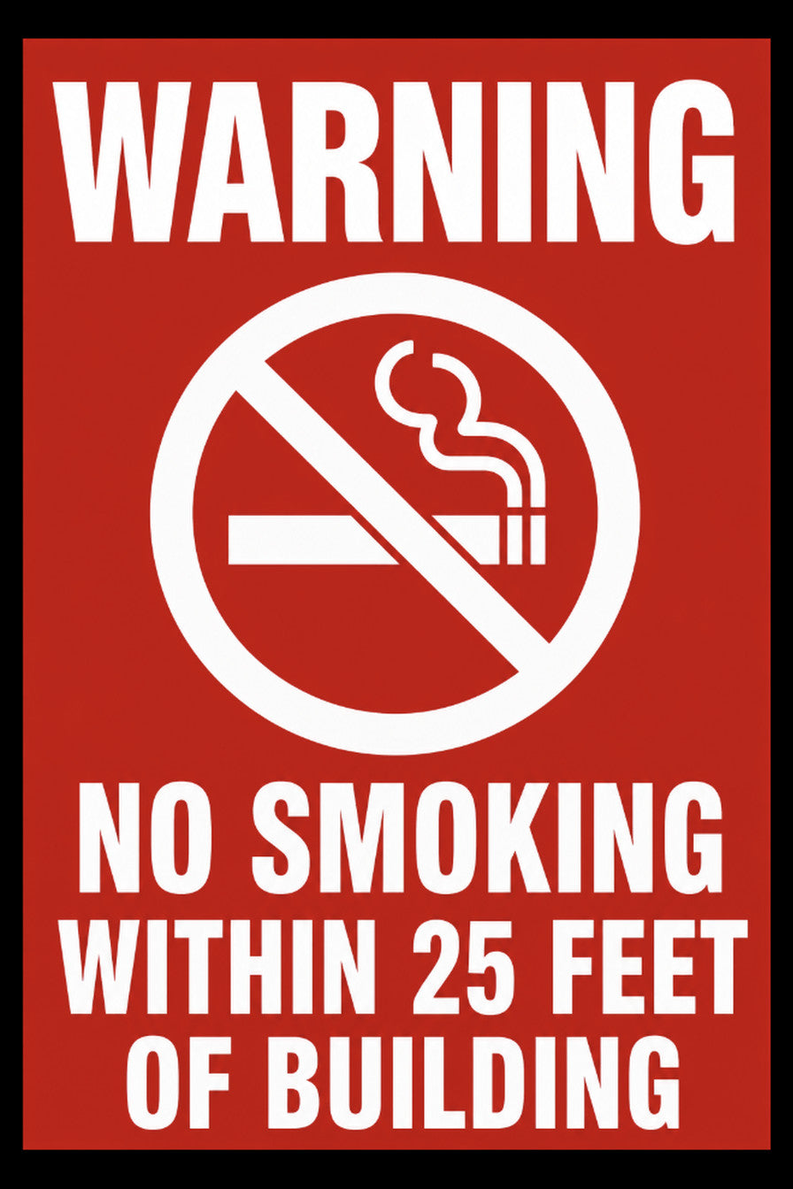 Warning No Smoking Within 25 Feet Of Building 4x6 vinyl sticker