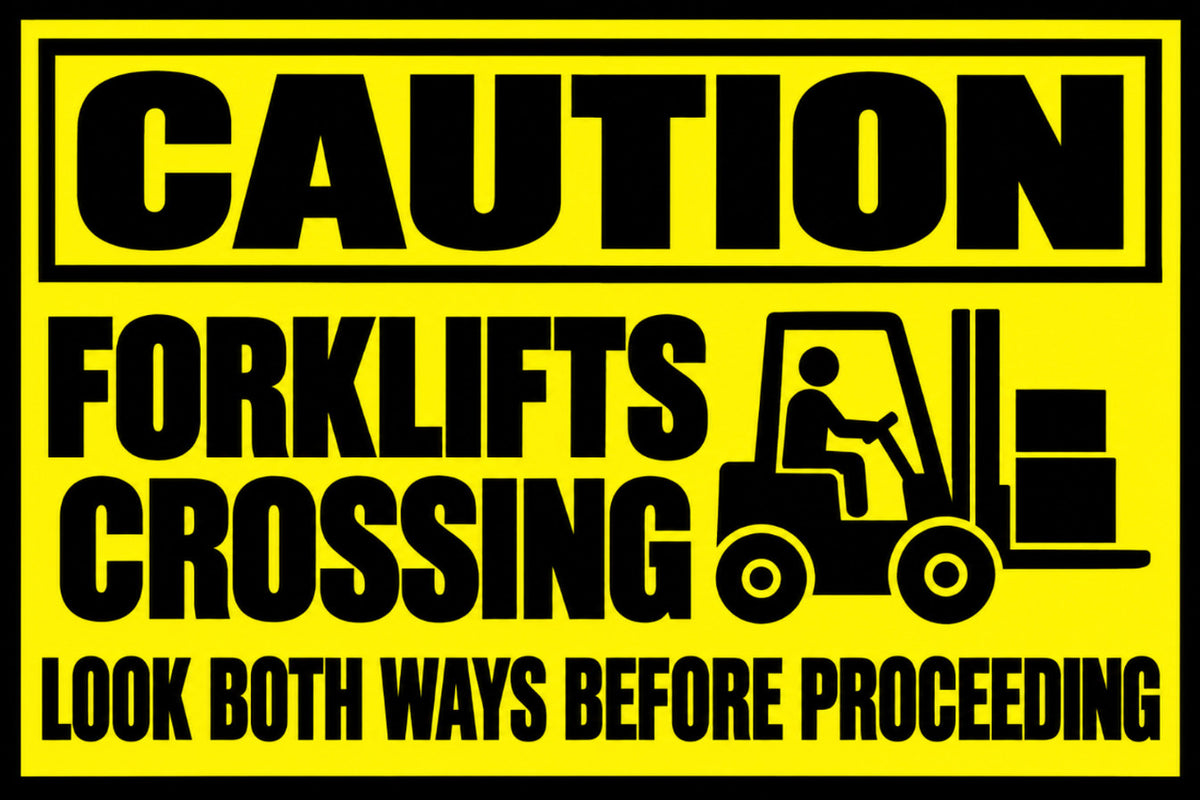 Caution Forklifts Crossing 4x6 vinyl sticker