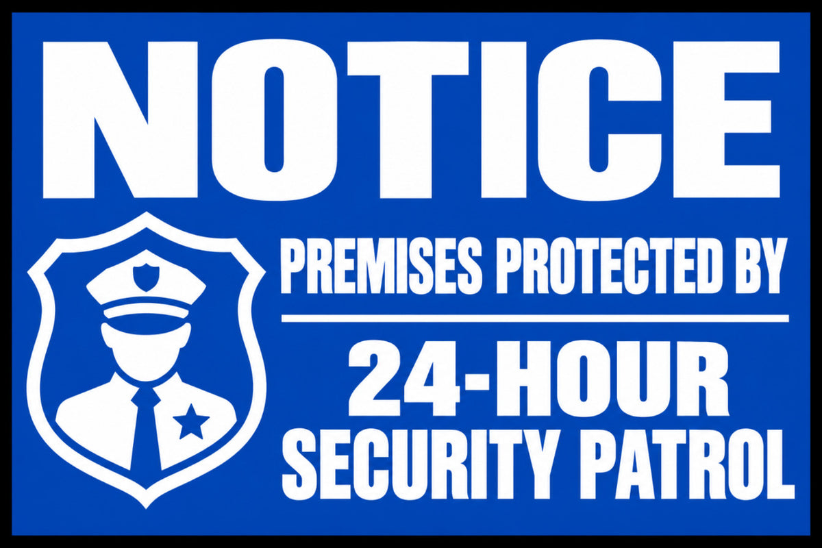 Notice Premises Protected 24-Hour Security Patrol 4x6 vinyl sticker