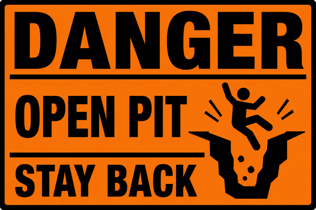 Danger Open Pit Stay Back 4x6 vinyl sticker
