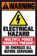 Warning Electrical Hazard Multiple Power Sources 4x6 vinyl sticker