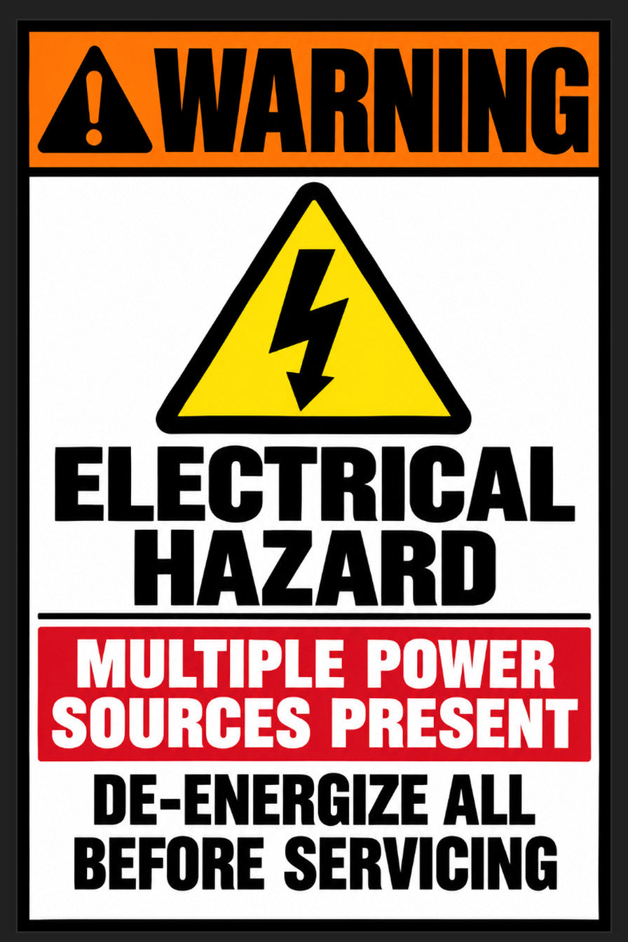 Warning Electrical Hazard Multiple Power Sources 4x6 vinyl sticker