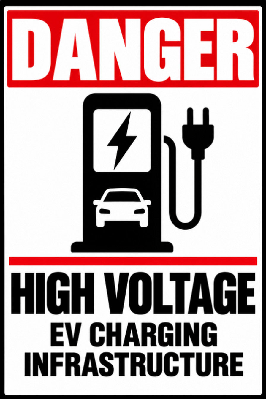 Danger High Voltage EV Charging Infrastructure 4x6 vinyl sticker