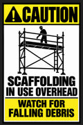 Caution Scaffolding In Use Overhead 4x6 vinyl sticker