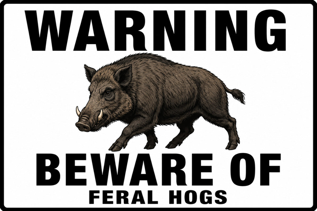 Warning Beware of Feral Hogs 4x6 vinyl sticker