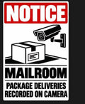 Notice Mailroom Package Deliveries Recorded On Camera 4x6 vinyl sticker