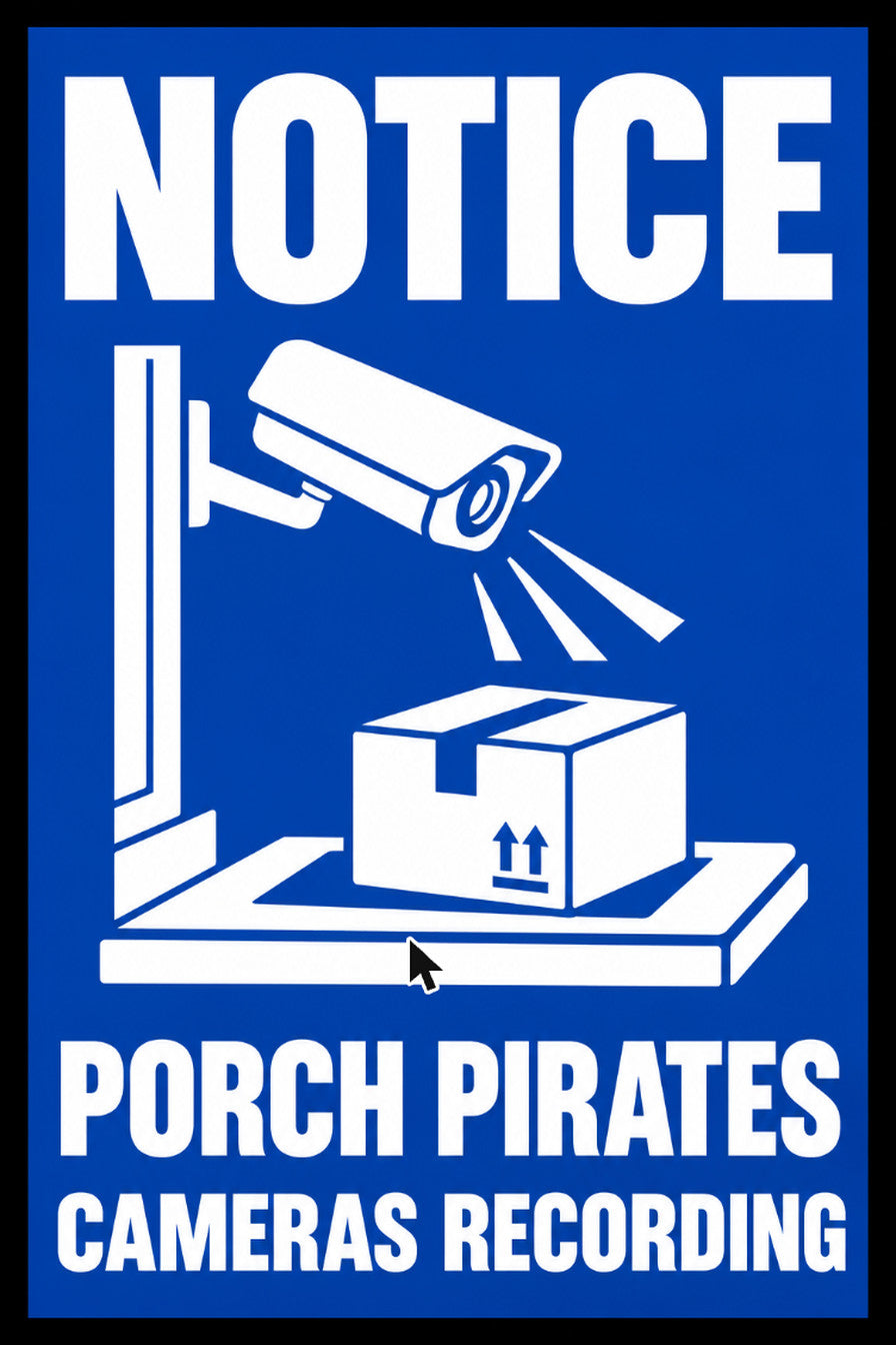 Notice Porch Pirates Will Be Prosecuted Cameras Recording 4x6 vinyl sticker