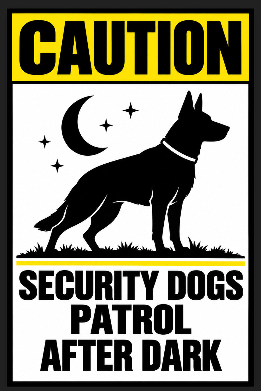 Caution Security Dogs Patrol After Dark 4x6 vinyl sticker