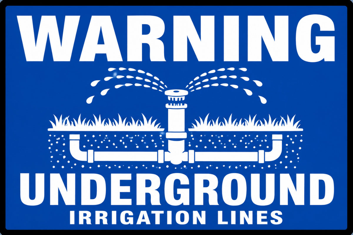 Warning Underground Irrigation Lines 4x6 vinyl sticker