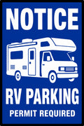 Notice RV Parking Permit Required 4x6 vinyl sticker
