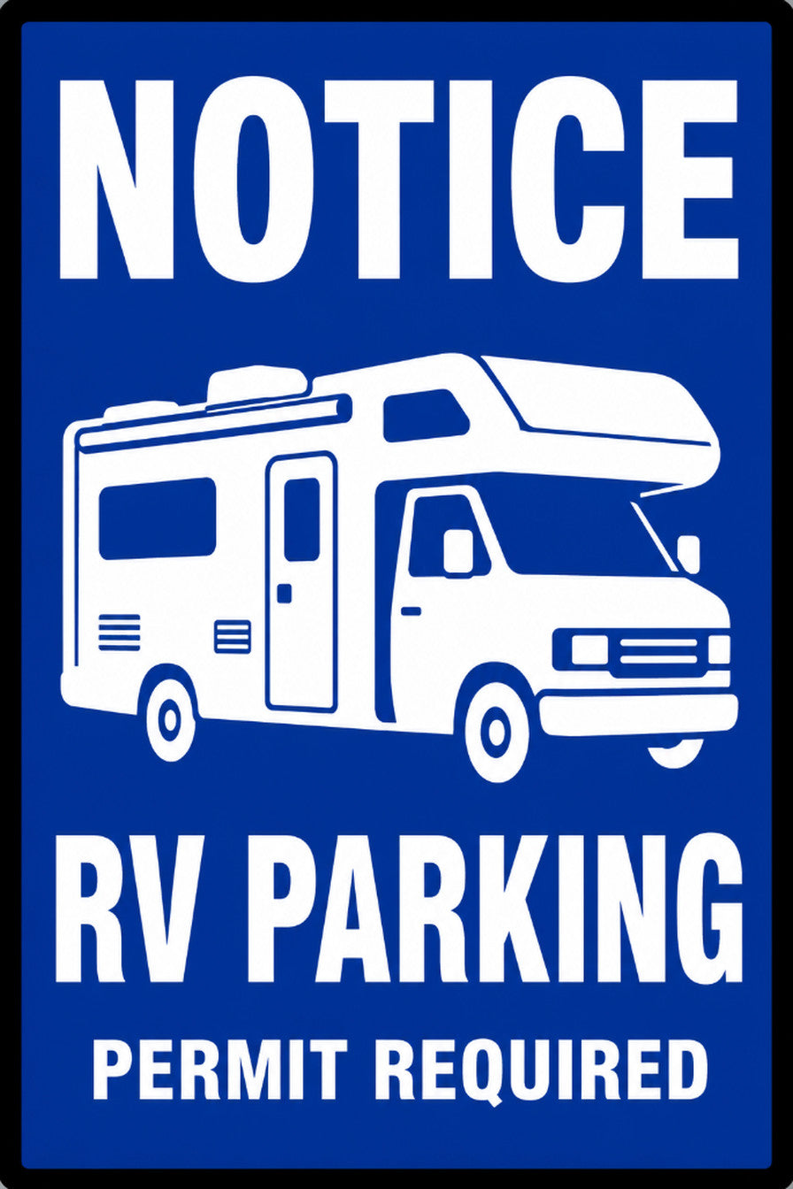 Notice RV Parking Permit Required 4x6 vinyl sticker