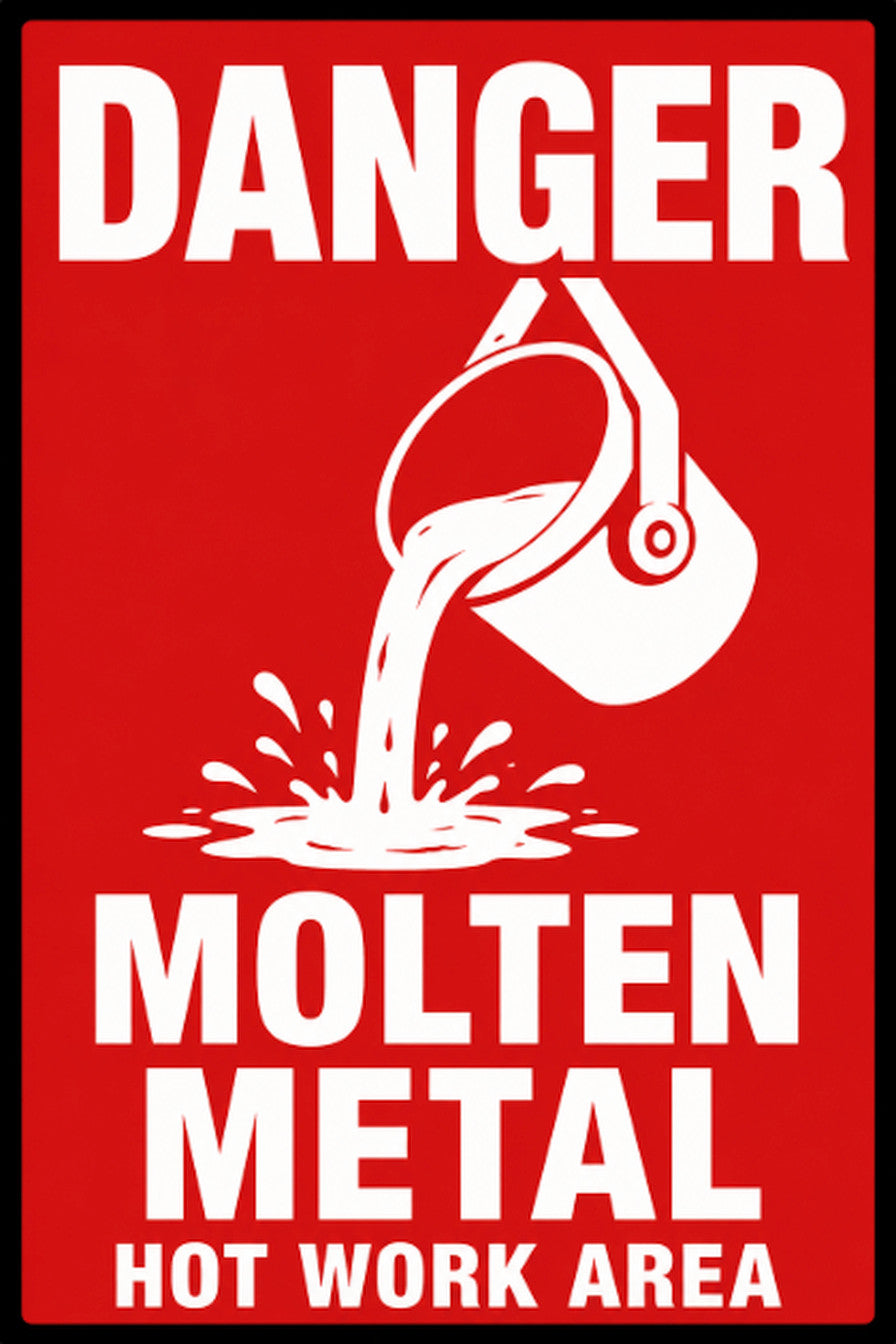Danger Molten Metal Hot Work Area 4x6 vinyl sticker
