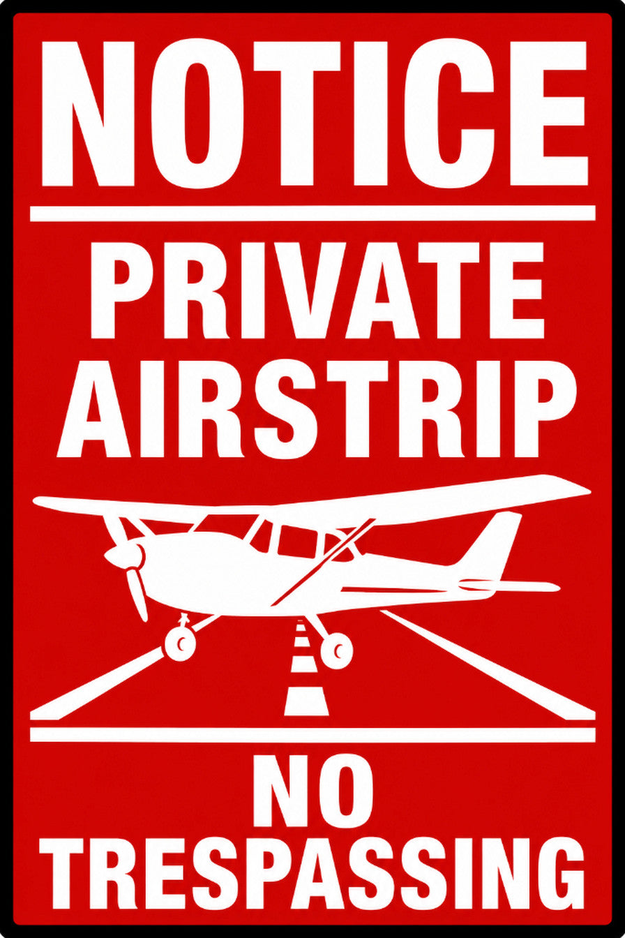 Notice Private Airstrip No Trespassing 4x6 vinyl sticker